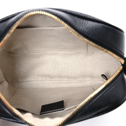 Pebbled Calfskin Small Soho Disco Bag Black