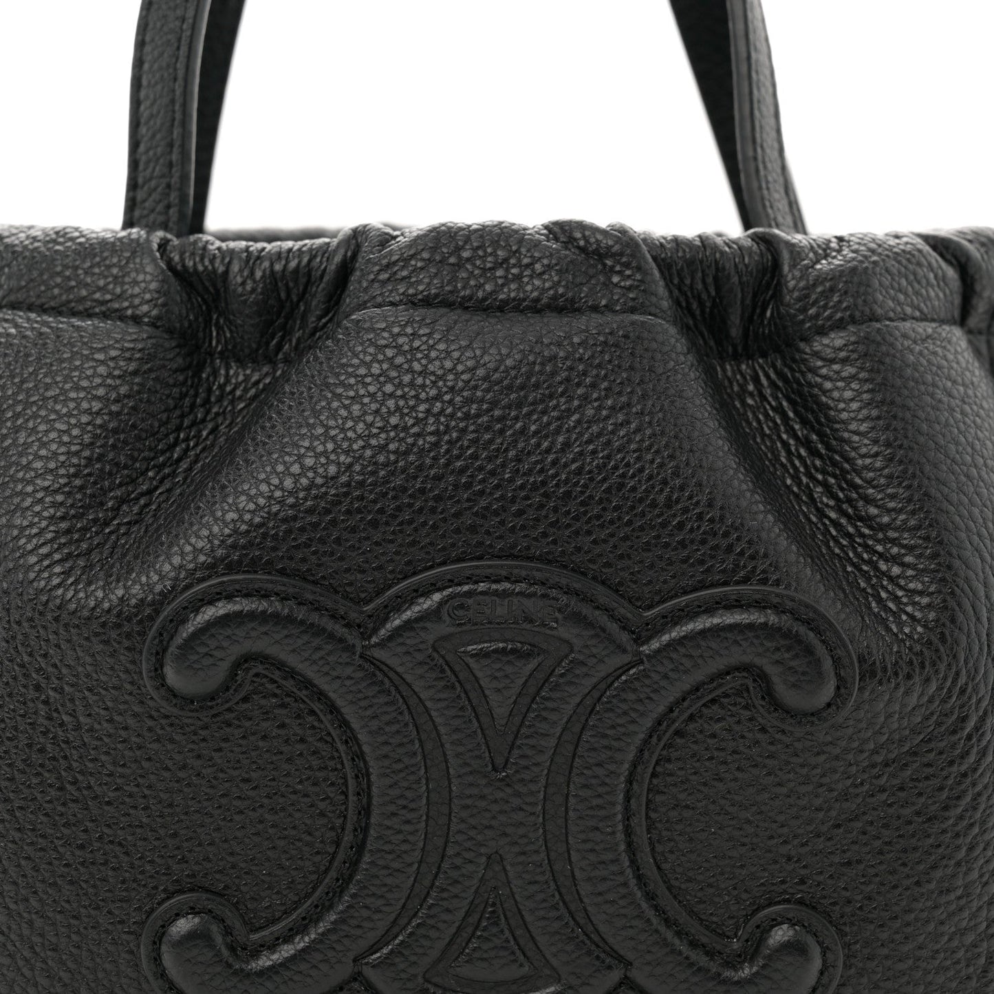 Calfskin Cuir Small Triomphe Cabas Drawstring Black