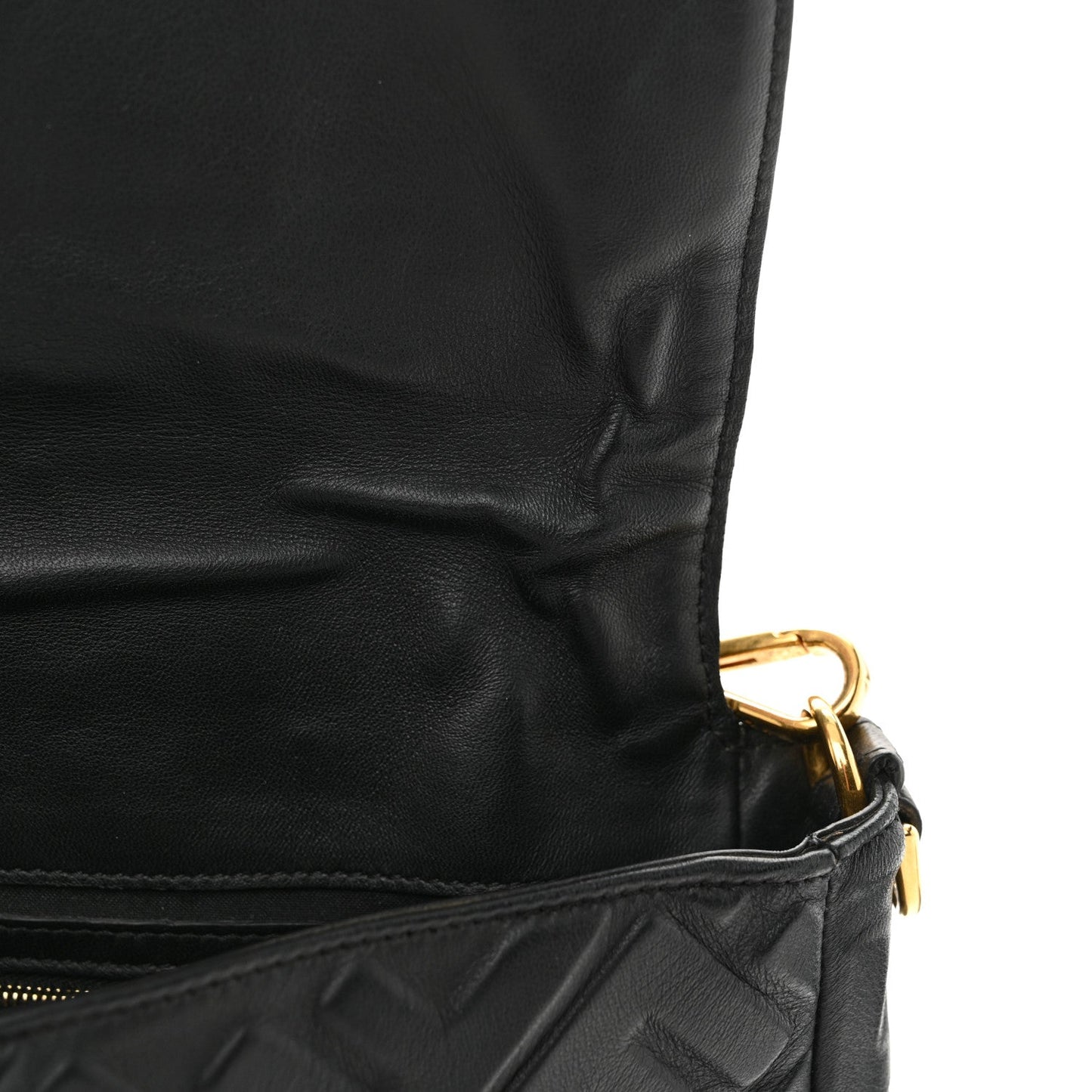 Nappa FF 1974 Embossed Large Baguette Black