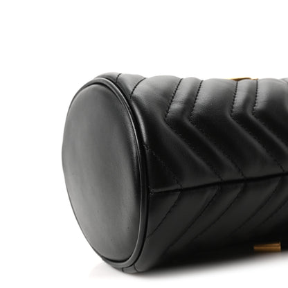 Calfskin Matelasse Mini GG Marmont 2.0 Bucket Bag Black