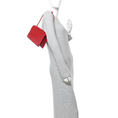 Nappa Intrecciato Trio Pouch On Strap Red