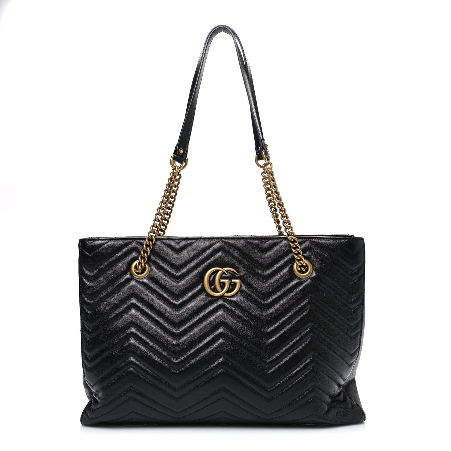 Vintage Calfskin Matelasse Medium GG Marmont Slim Tote Black