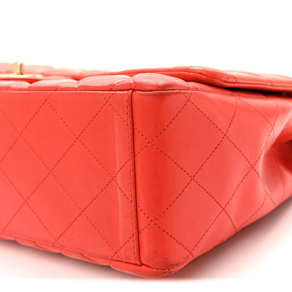 Lambskin Quilted Maxi Single Flap Red