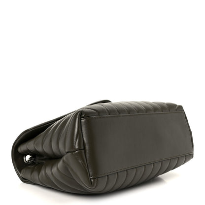 Calfskin Y Quilted Monogram Medium Loulou Chain Satchel Kaki Fonce