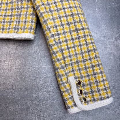 Miumiu 2025 Round Neck Long-sleeved Coat Yellow Wool