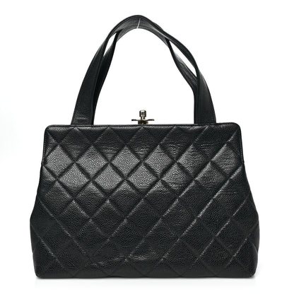 Caviar Quilted Frame Shoulder Bag Black