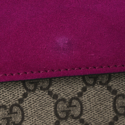 GG Supreme Monogram Suede Crystal Small Dionysus Shoulder Bag Beige Ebony Bright Purple