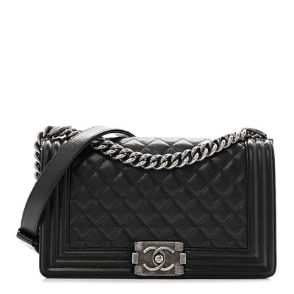 Caviar Quilted Medium Boy Flap Black