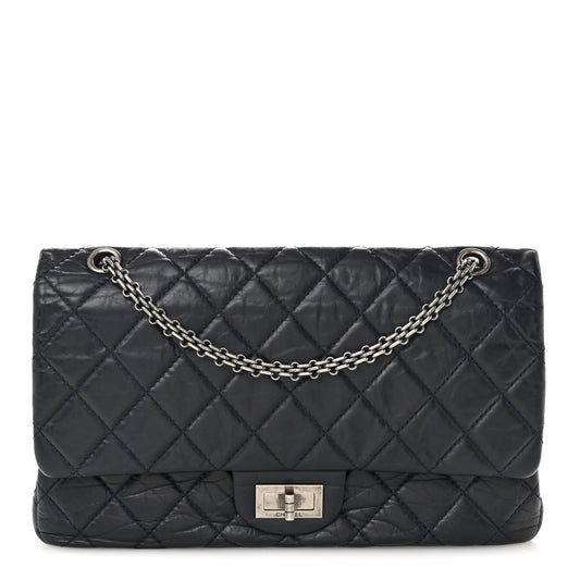 Aged Calfskin Quilted 2.55 Reissue 227 Flap Dark Blue