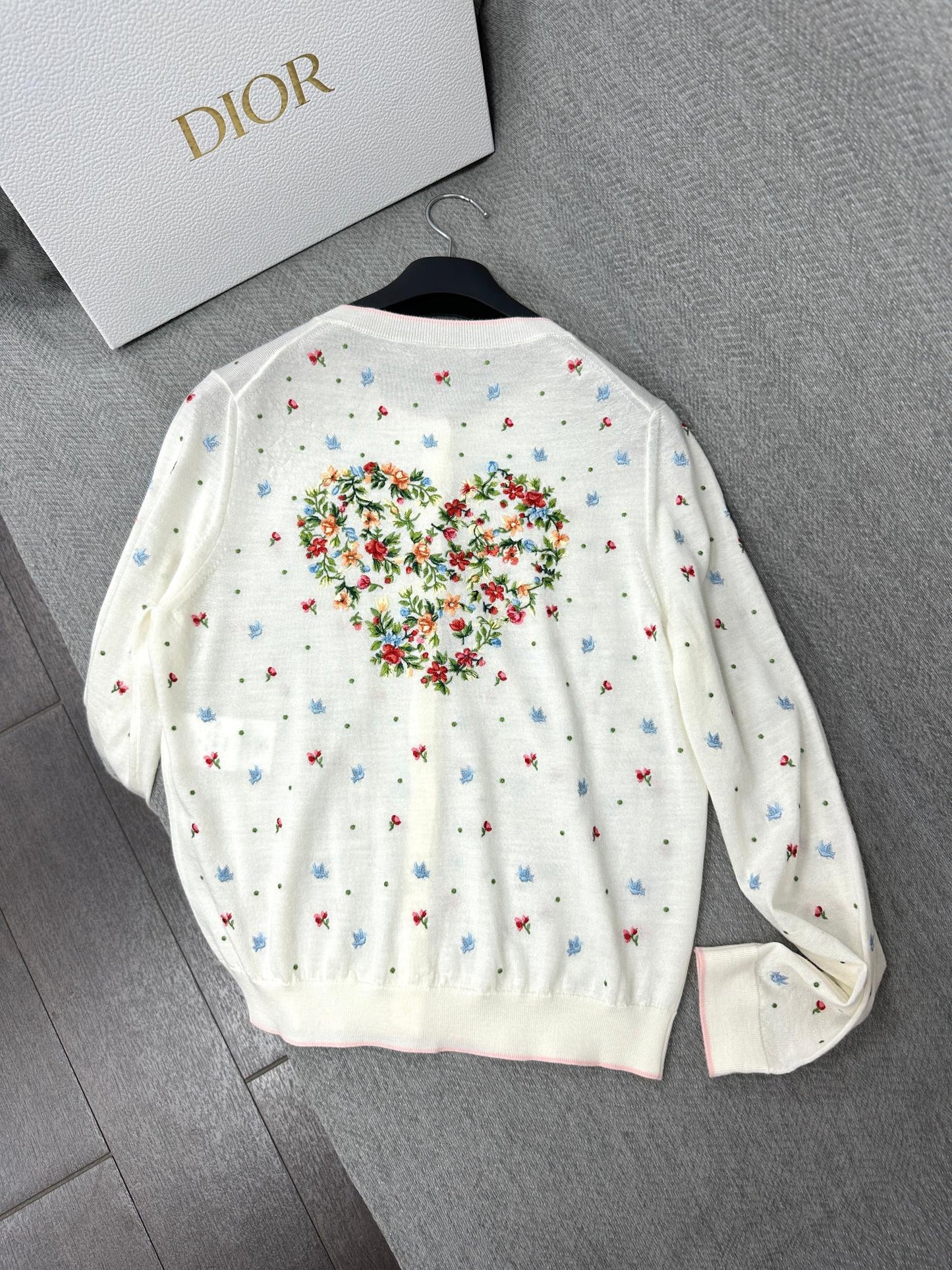 CD Dioramour Cardigan Embroidered Ivory Wool 349490
