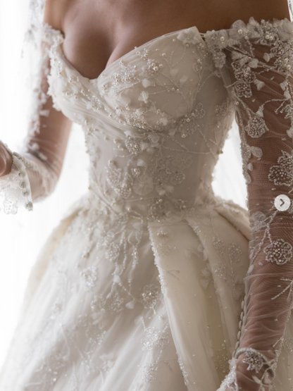 Dreamy Wedding Dress Ball Gowns Off The Shoulder Lace Wedding Dresses Bridal Gown