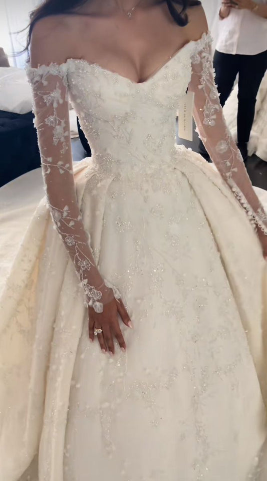 Dreamy Wedding Dress Ball Gowns Off The Shoulder Lace Wedding Dresses Bridal Gown