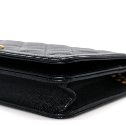 Caviar Quilted Boy Wallet On Chain WOC Black