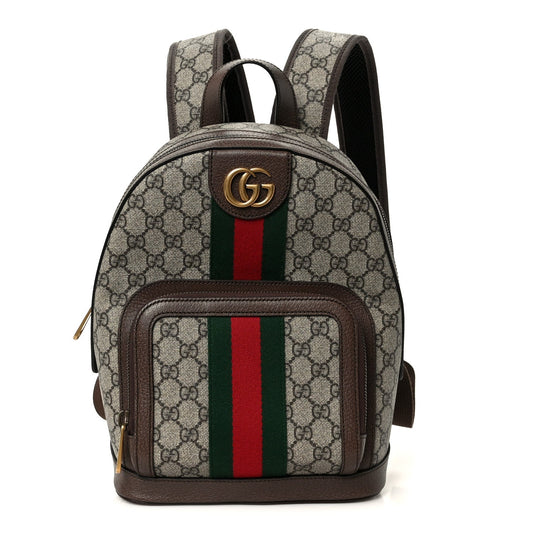 GG Supreme Monogram Calfskin Web Small Ophidia Day Backpack Beige Ebony New Acero