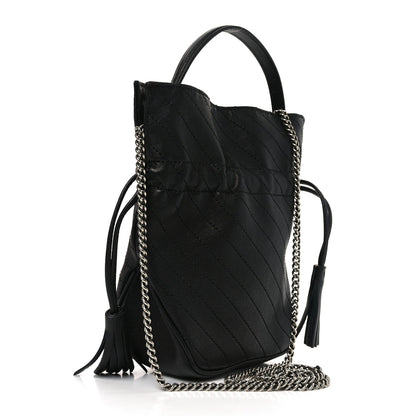 Sakai Be Green Calfskin Diagonal Stitched Mini Blondie Bucket Bag Black