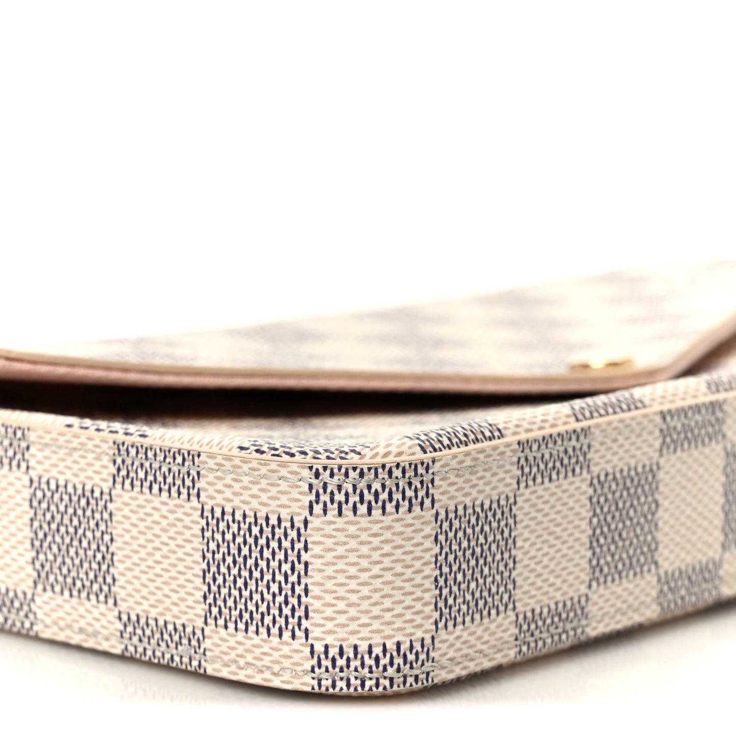 Damier Azur Pochette Felicie Chain Wallet Rose Ballerine