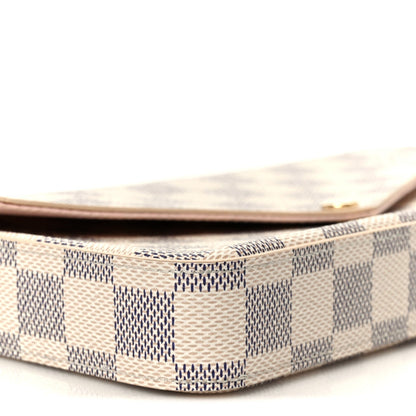 Damier Azur Pochette Felicie Chain Wallet Rose Ballerine