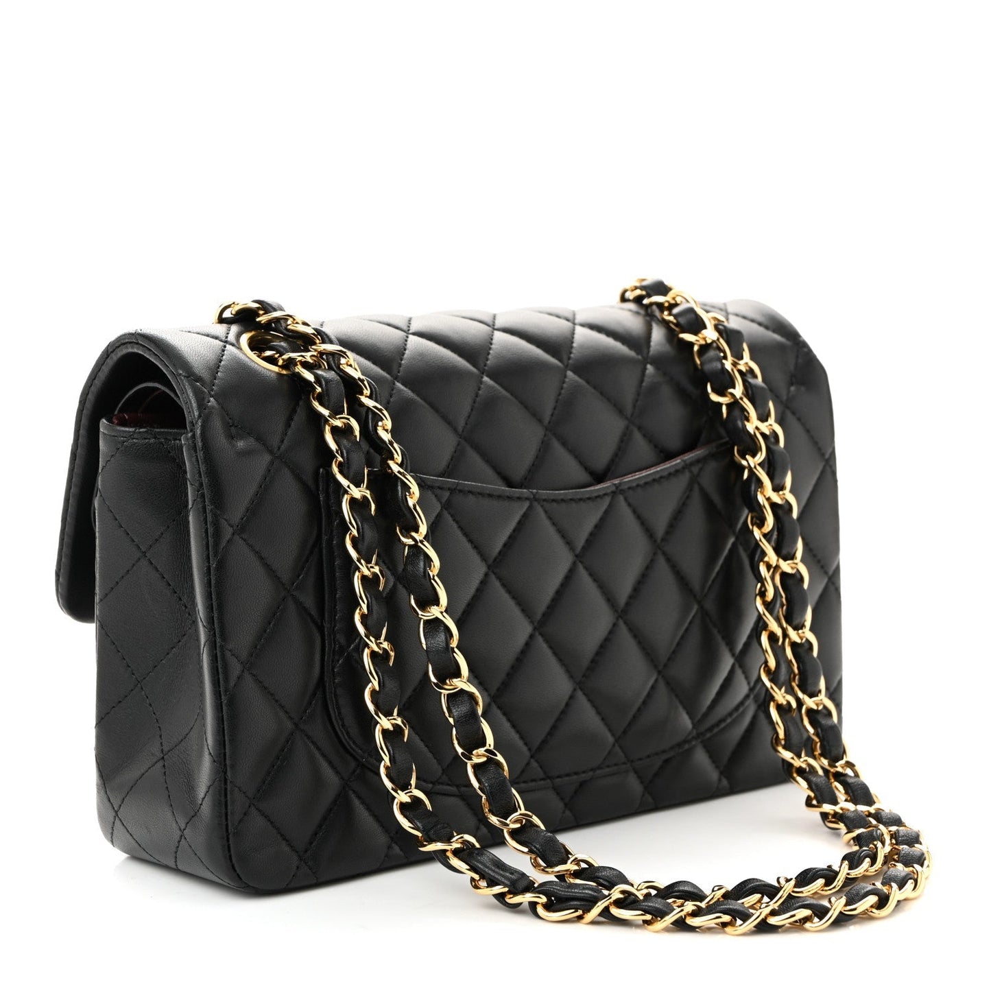 Lambskin Quilted Small Double Flap Black