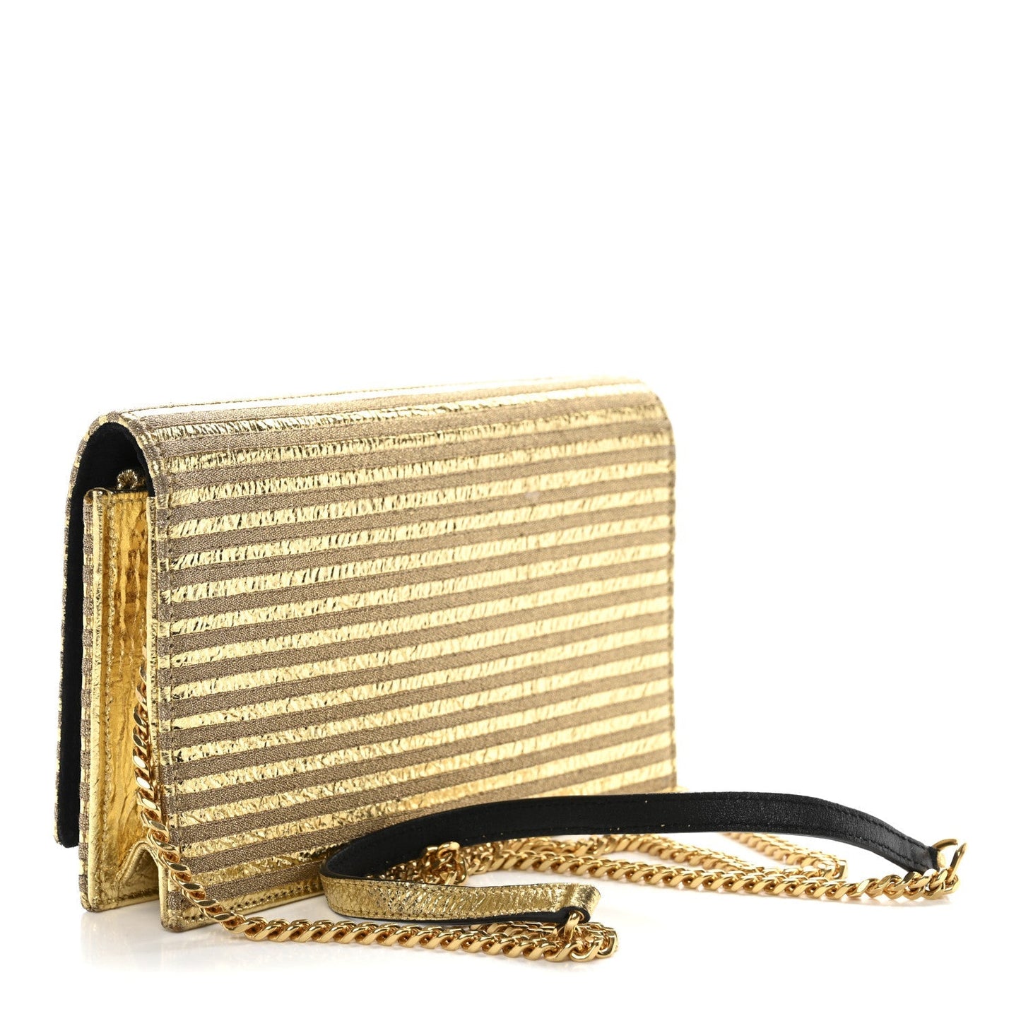 Metallic Goatskin Lambskin Classic Monogram Kate Tassel Chain Wallet Gold