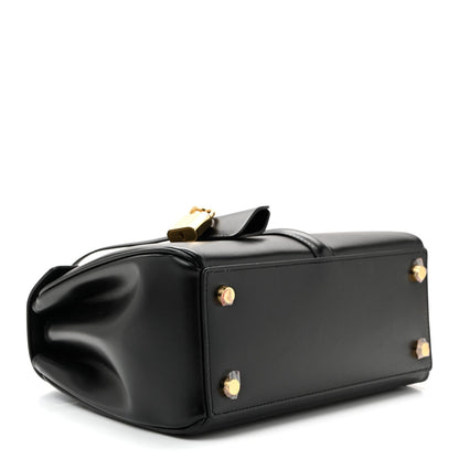 Satinated Calfskin Small 16 Top Handle Bag Black