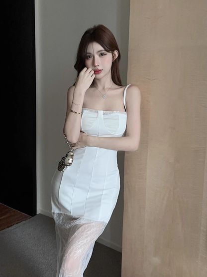 New Stylish Design Elegant Split Spaghetti Strap Dress TP2963