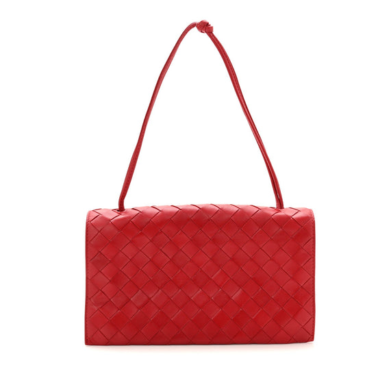 Nappa Intrecciato Trio Pouch On Strap Red
