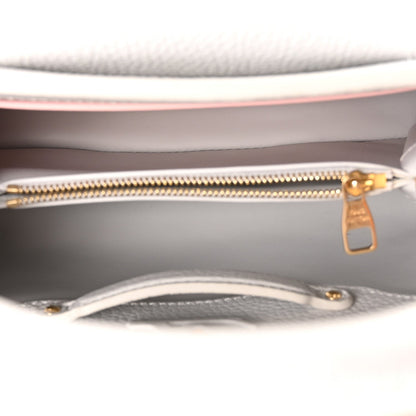 Taurillon Enamel Flower Padlock Chain Capucines BB Silver Sea