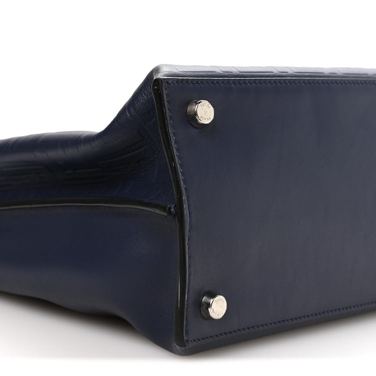 Calfskin Embossed Large Peekaboo Iconic Fit Satchel Blueberry