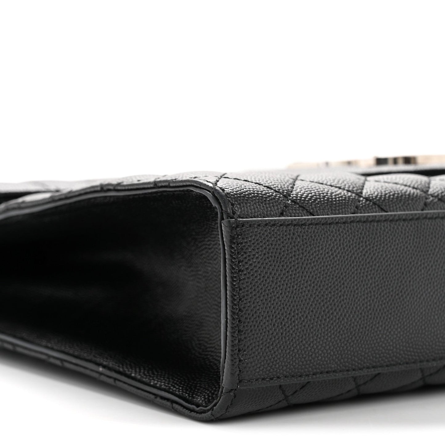 Grain De Poudre Textured Mixed Matelasse Large Triquilt Monogram Satchel Black