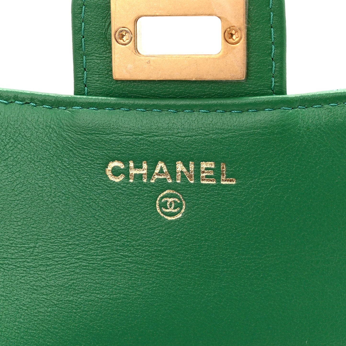 Aged Calfskin Quilted Reissue 2.55 Phone Holder With Chain Green