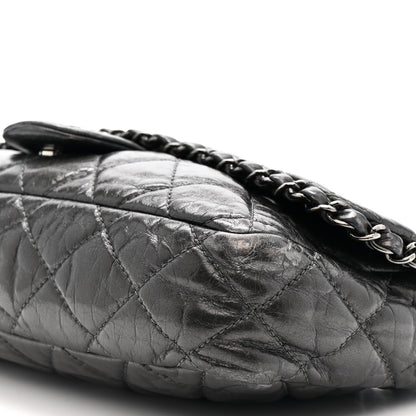 Metallic Calfskin Quilted Medium Chain Me Flap Grey