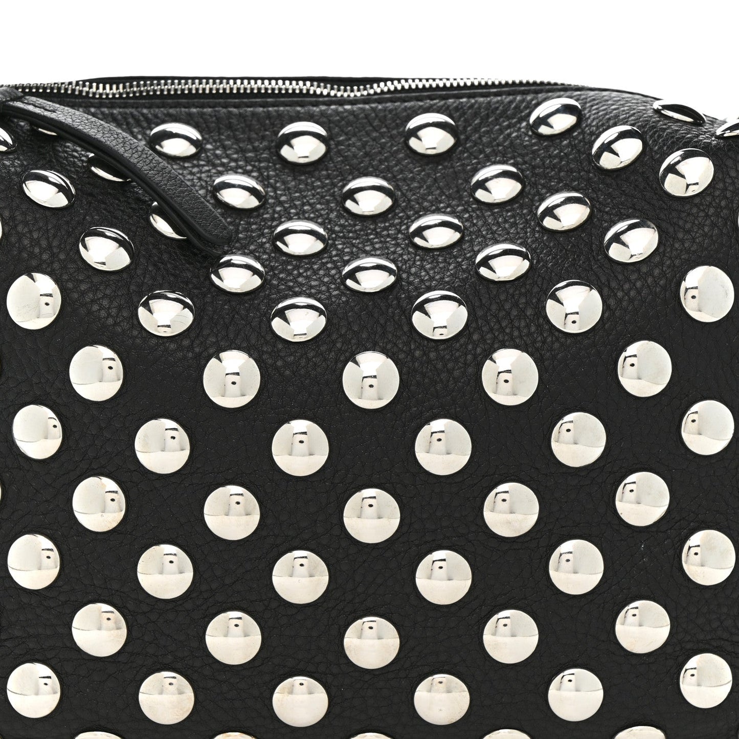 Pebbled Sport Calfskin Studded Elena Black