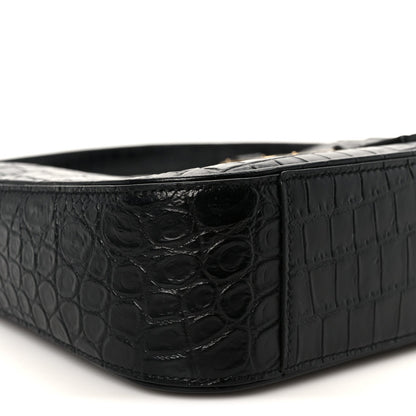 Calfskin Crocodile Embossed Le 5 A 7 Hobo Black