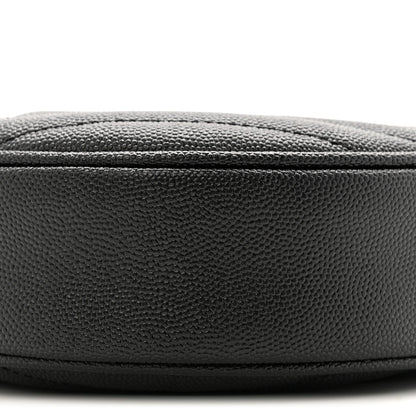 Grain De Poudre Matelasse Chevron Quilted Round Vinyle Camera Bag Black