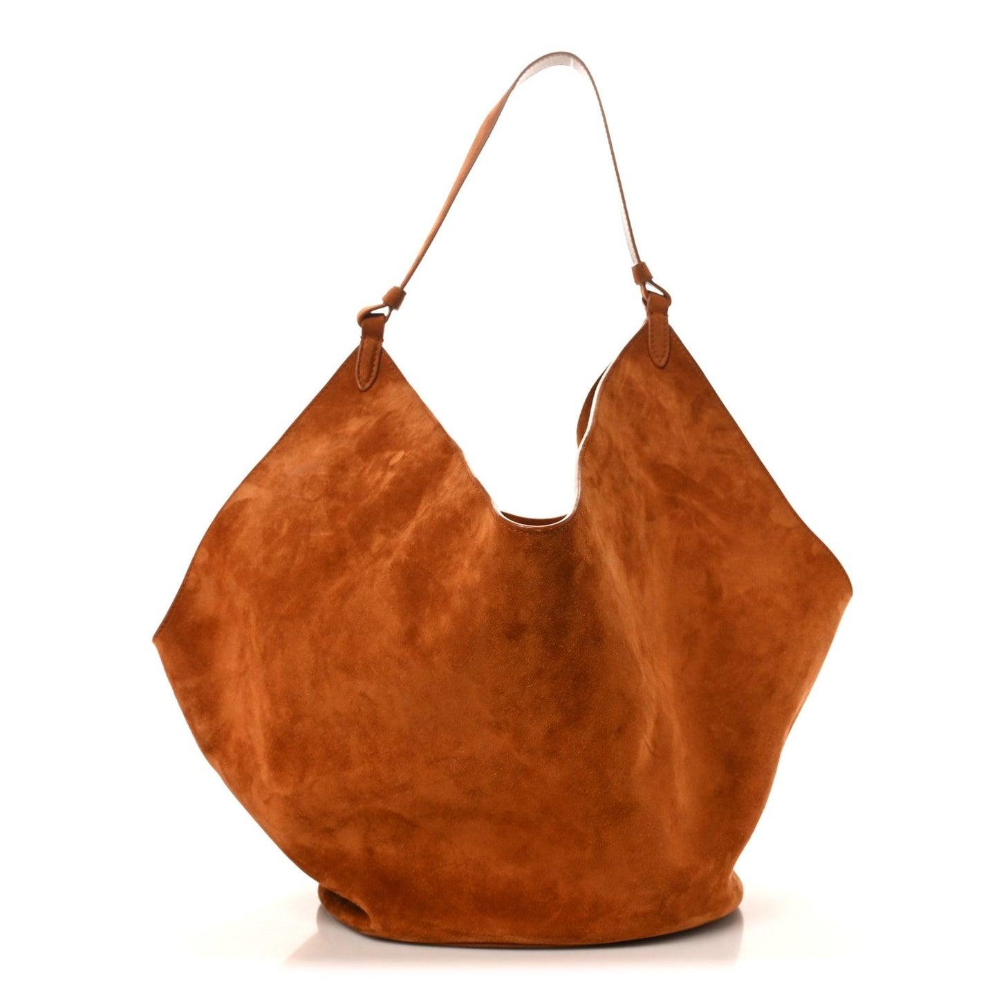 Suede Calfskin Medium Lotus Tote Caramel