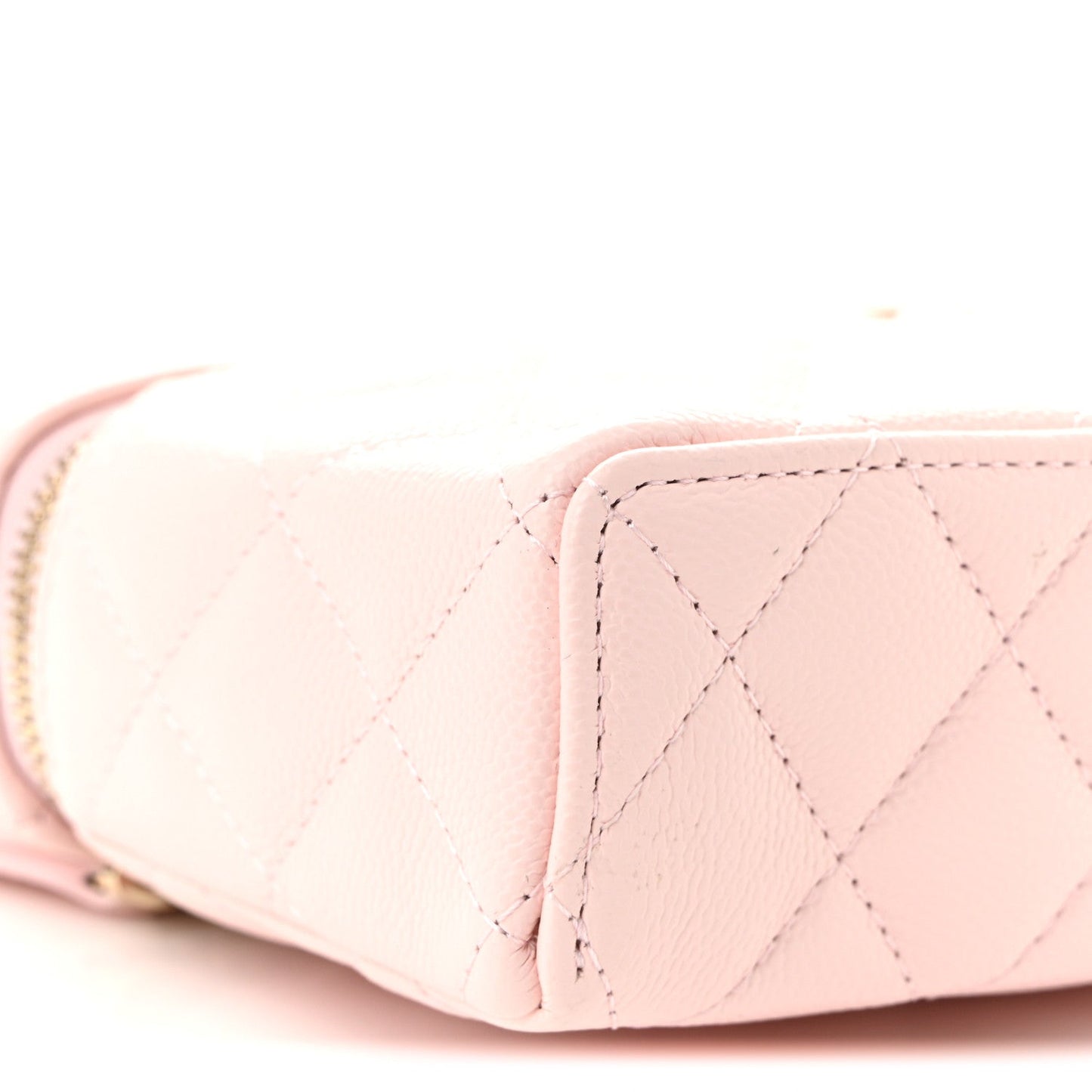 Caviar Quilted Top Handle Slim Vanity With Chain Light Pink