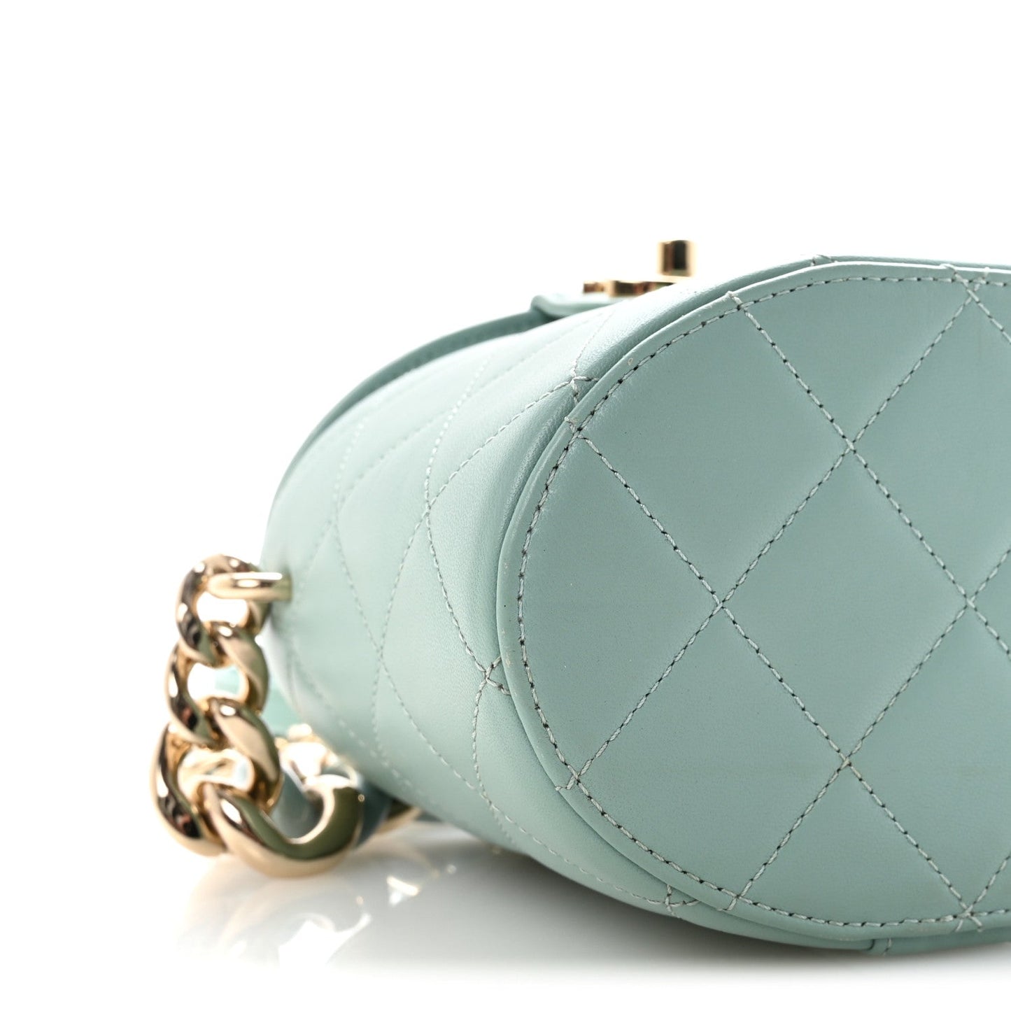 Lambskin Resin Elegant Chain Vanity Case Light Blue
