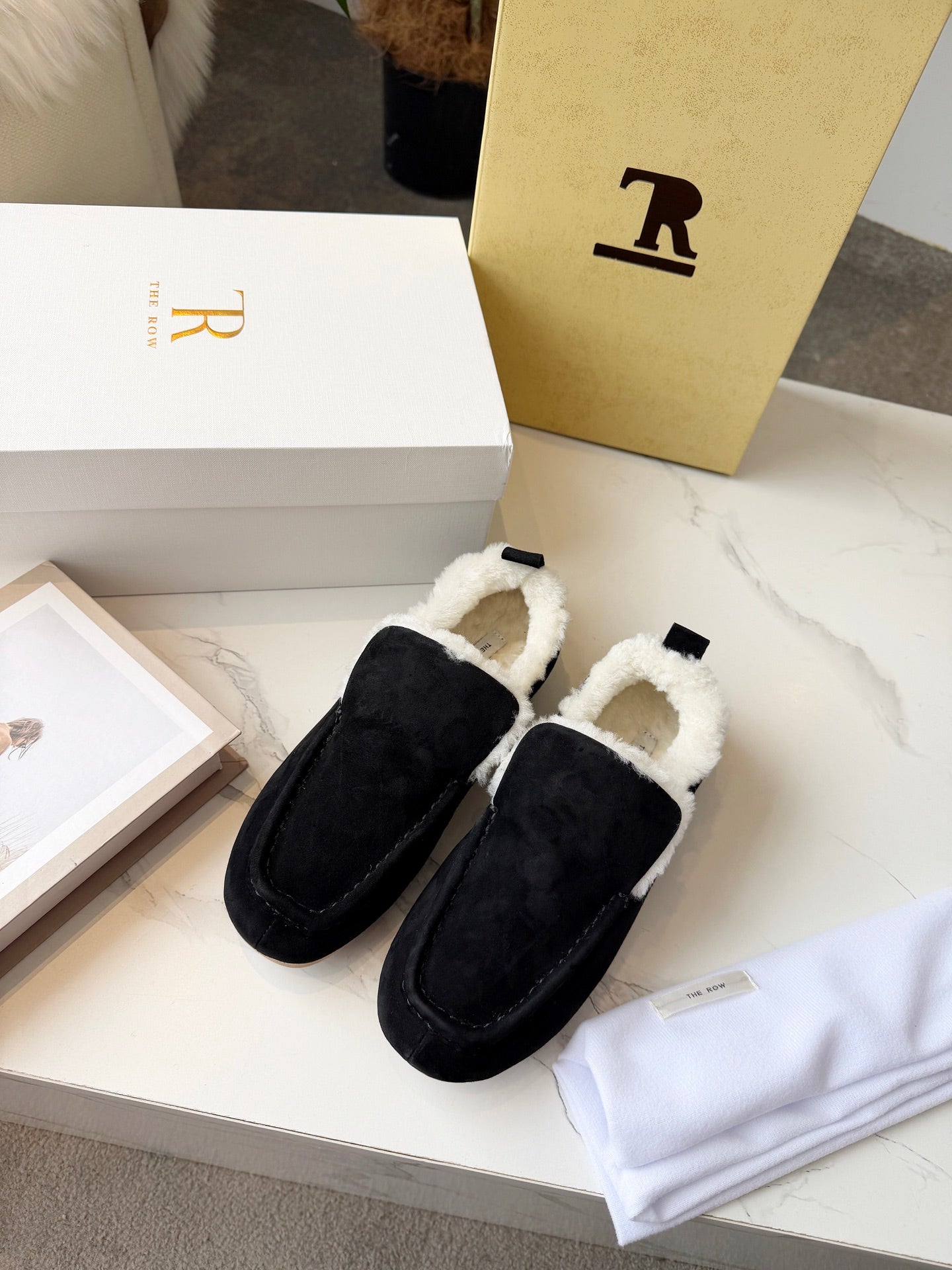 The Row 2025 Autumn/Winter New Slip-on Wool Loafers Black 576845