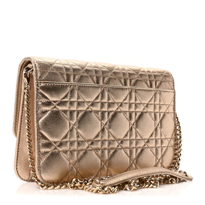 Metallic Lambskin Cannage Miss Dior Promenade Pouch Gold