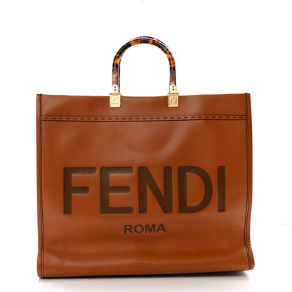 Vitello King Plexiglass Medium Fendi Sunshine Shopper Tote Cuoio