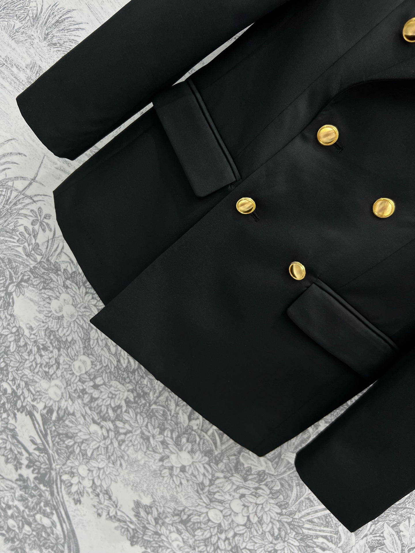 YSL 25 Double-breasted Suit Jacket Black Cotton Polyester