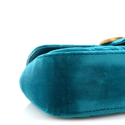 Velvet Matelasse Mini GG Marmont Shoulder Bag Pavone Cyan