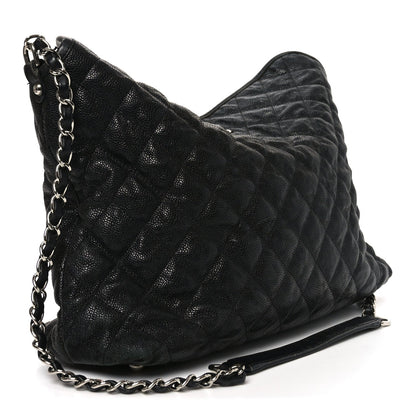 Caviar Quilted French Riviera Hobo Black