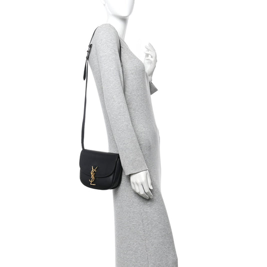 Smooth Calfskin Classic Monogram Small Kaia Satchel Black