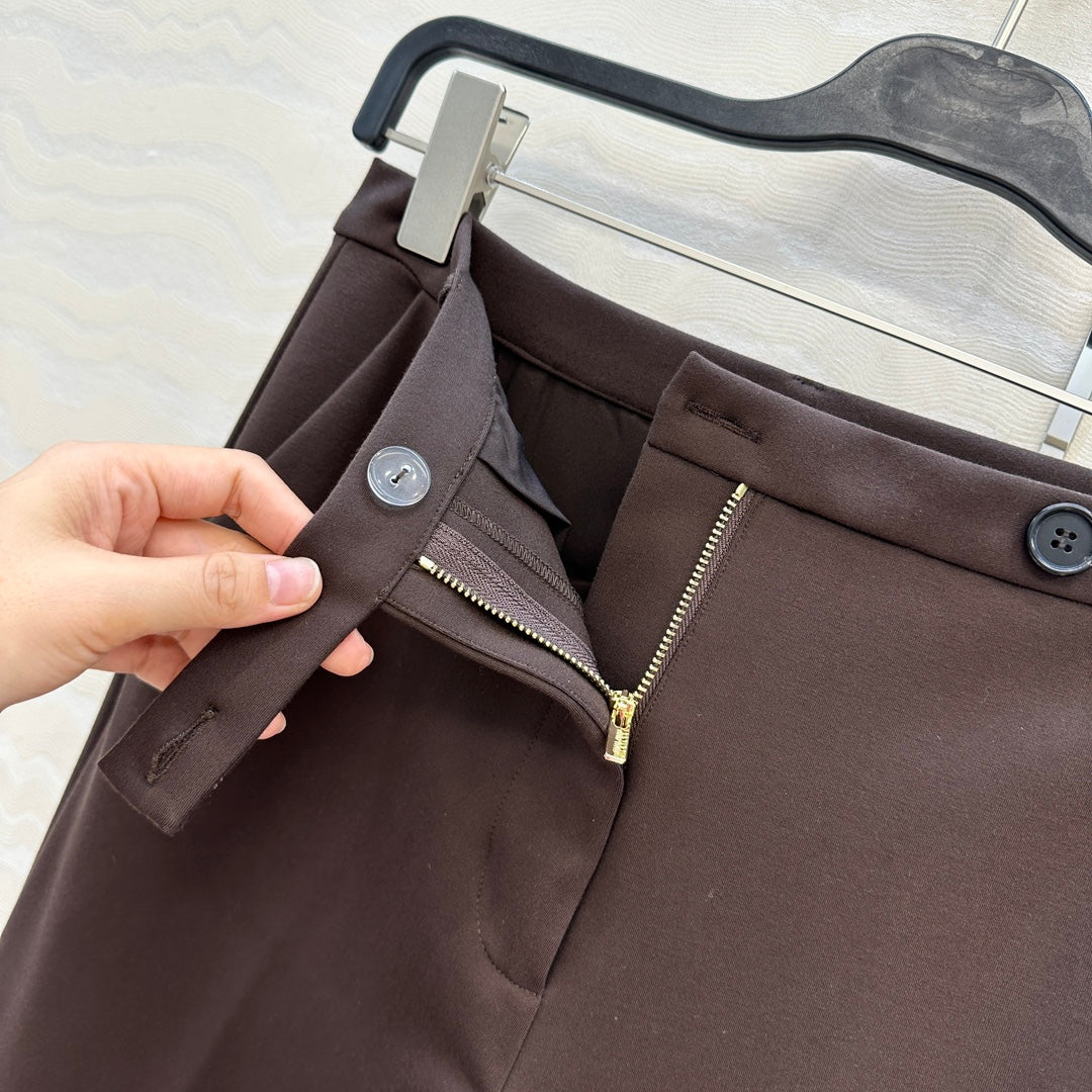 Miumiu Low Waist Trousers Chestnut Cotton