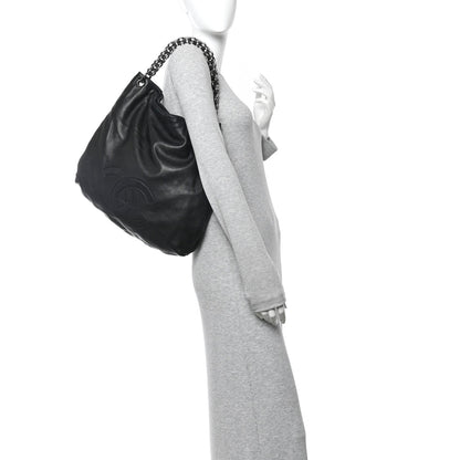 Lambskin Large Soft and Chain Hobo Black