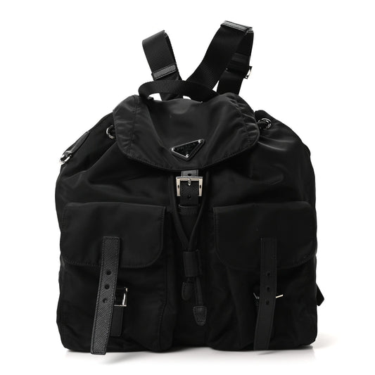 Tessuto Nylon Saffiano Medium Backpack Black