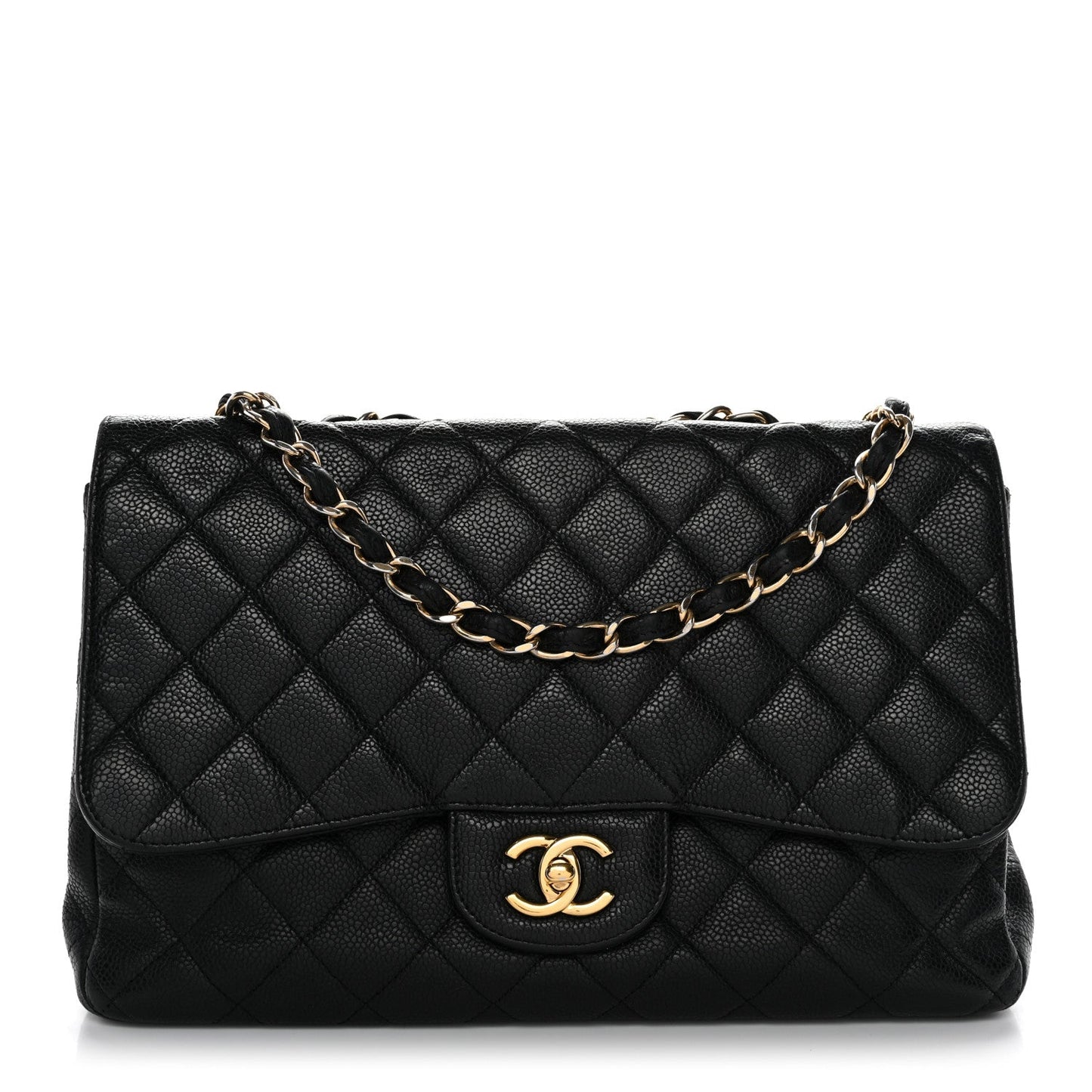 Caviar Quilted Jumbo Single Flap Black