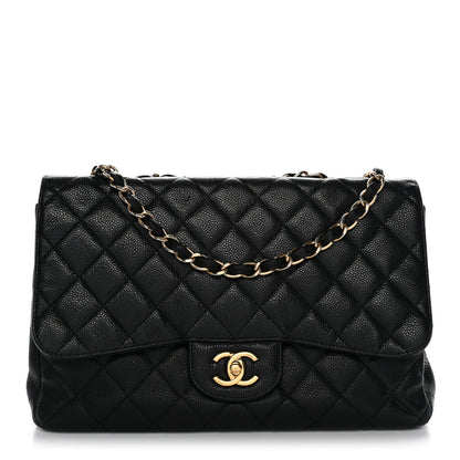 Caviar Quilted Jumbo Single Flap Black