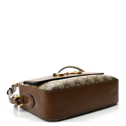 GG Supreme Monogram Small Horsebit 1955 Shoulder Bag Beige Brown Sugar